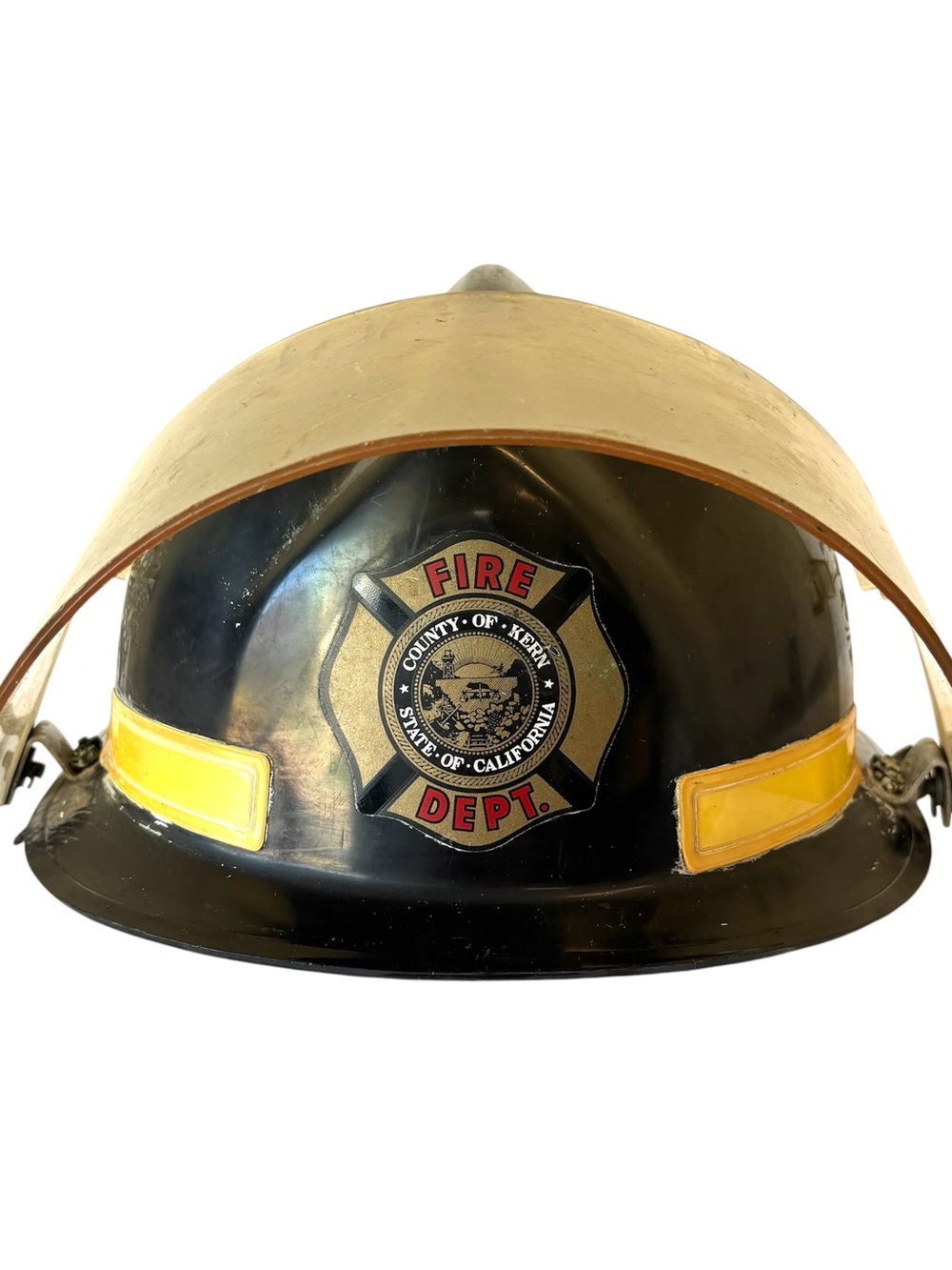 Cairns & Bros Fire Department Helmet Rescue Black 1979 Kern California Shield